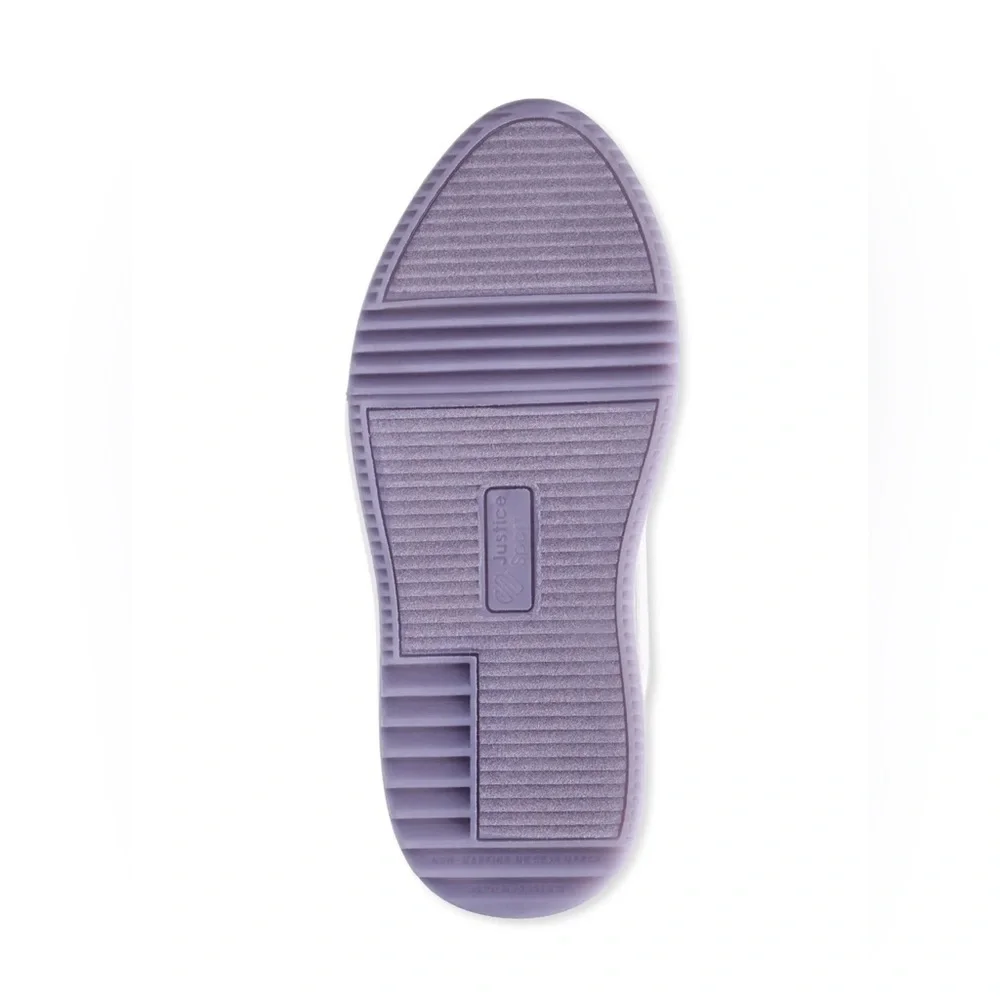 White and Purple Sneakers with Smiley Charms
